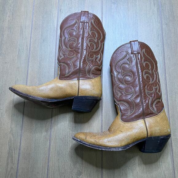 Nocona USA Cowboy‎ Boots Mens 11 C Brown Tan Western Leather Vintage main image 8